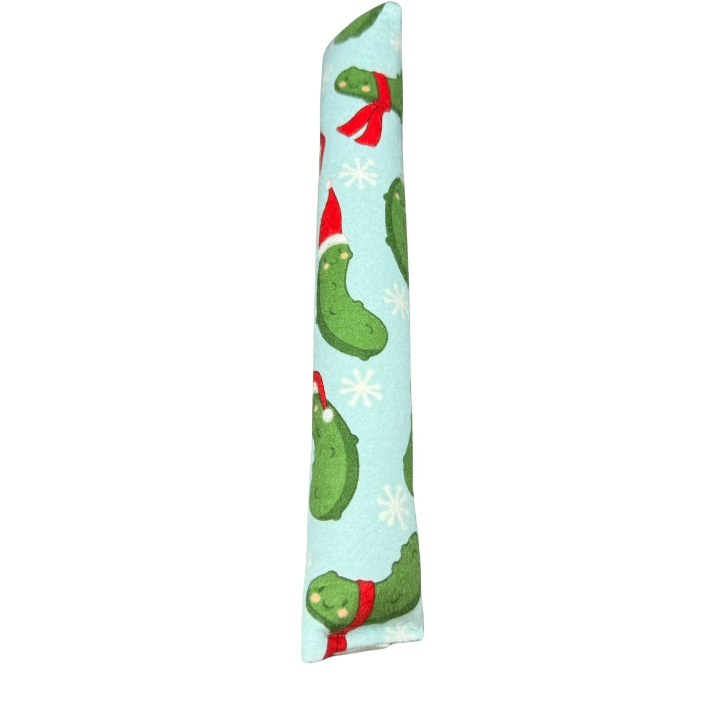 Christmas Pickle Kicker Catnip Cat Toy – festive green pickle toy with Santa hats and scarves, ideal for kicking and interactive play – CatnipTakeout.