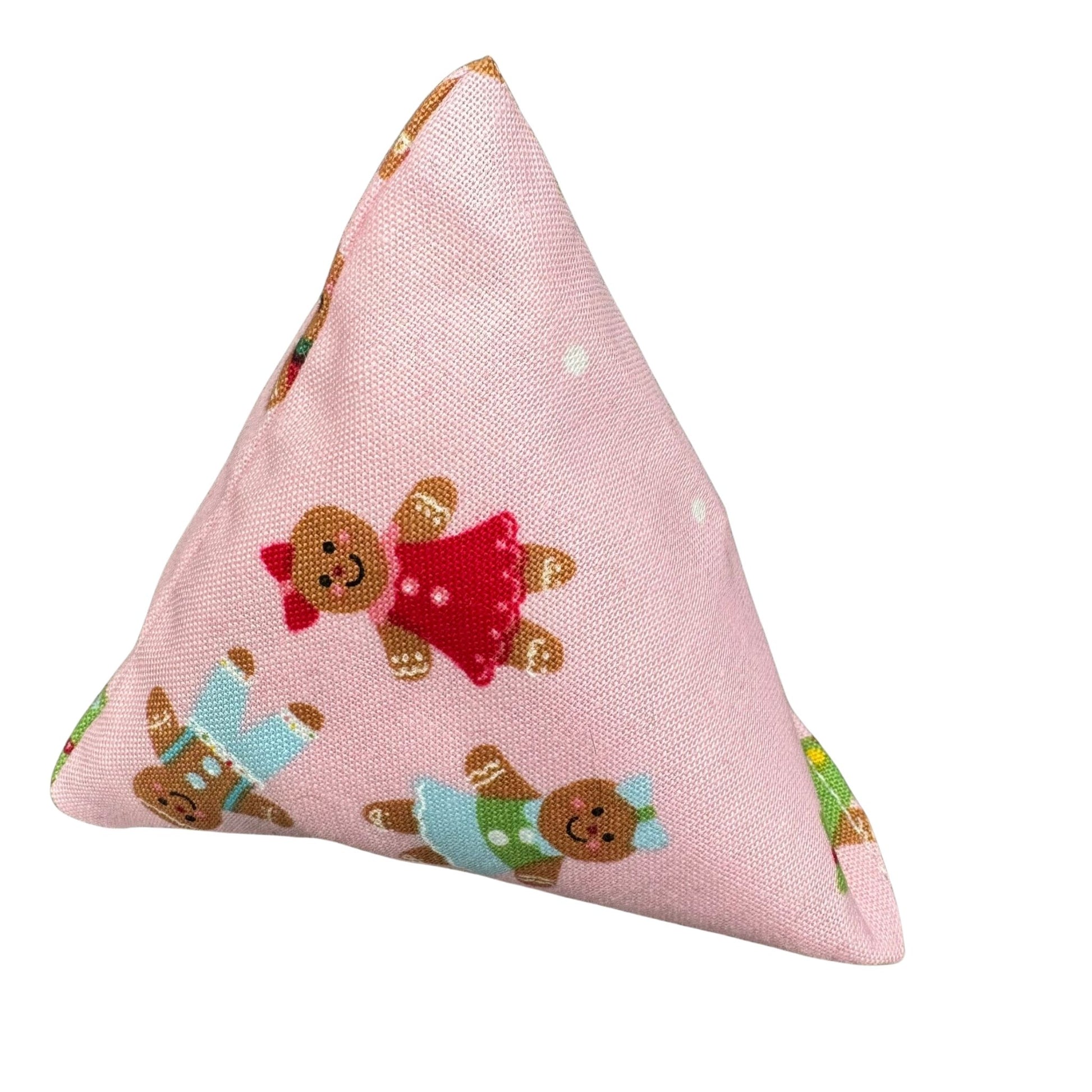 Pink Gingerbread Girls | Happy Sack Catnip Cat Toy from CatnipTakeout - A toy featuring whimsical gingerbread girls on a pink background, perfect for festive playtime