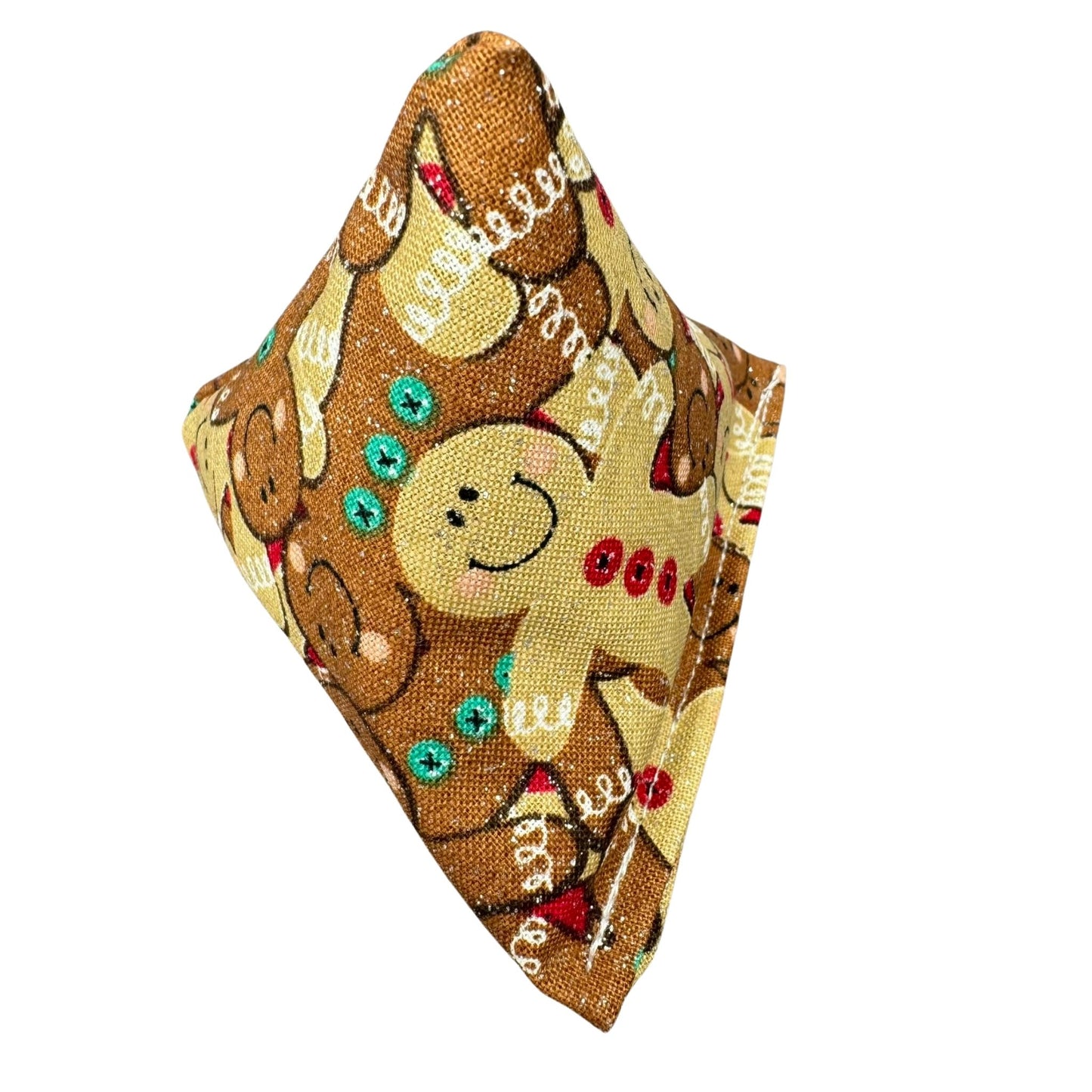 Gingerbread Classic Happy Sack Catnip Cat Toy – playful gingerbread figures on a brown background – CatnipTakeout.