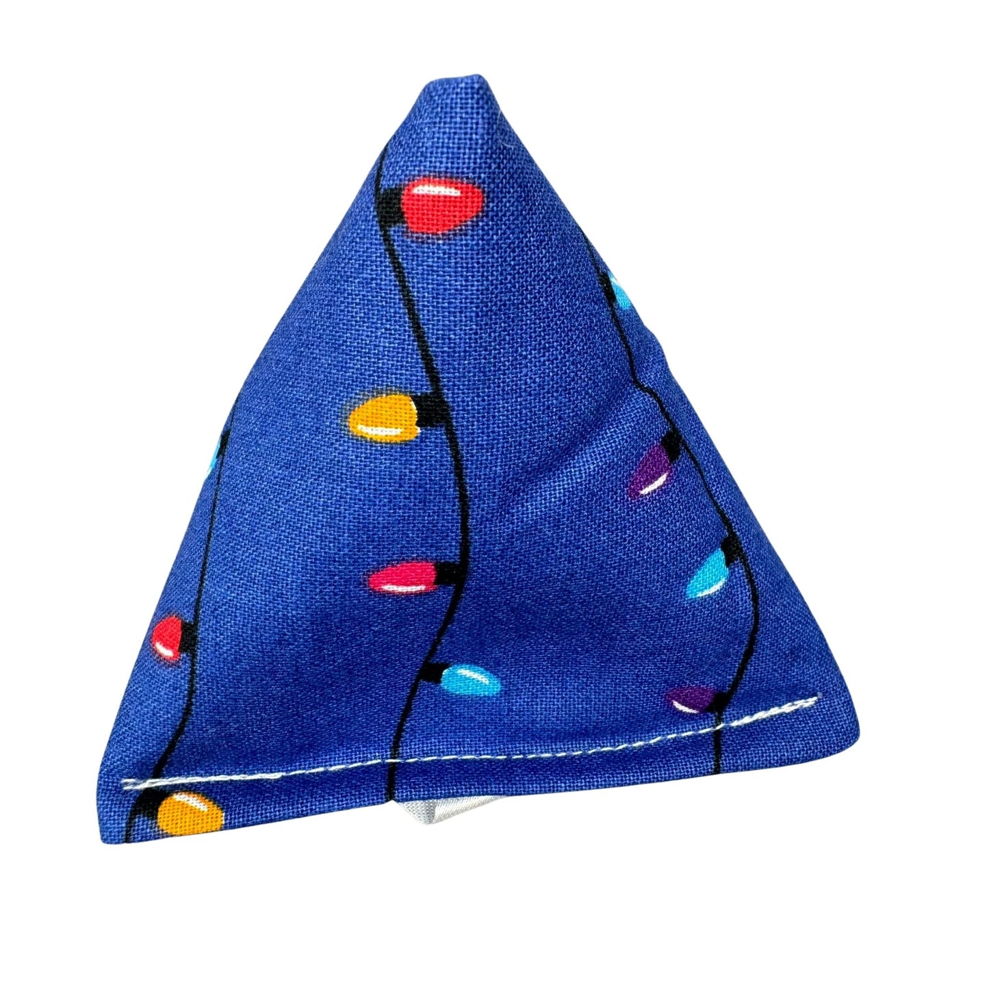 Christmas Lights on Blue | Happy Sack Catnip Cat Toy from CatnipTakeout - A toy featuring colorful Christmas light strings on a blue background, perfect for festive playtime.