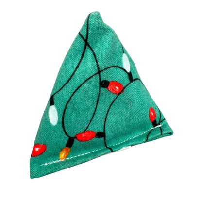 Christmas Lights Happy Sack Catnip Cat Toy – colorful holiday lights on a green background – CatnipTakeout.