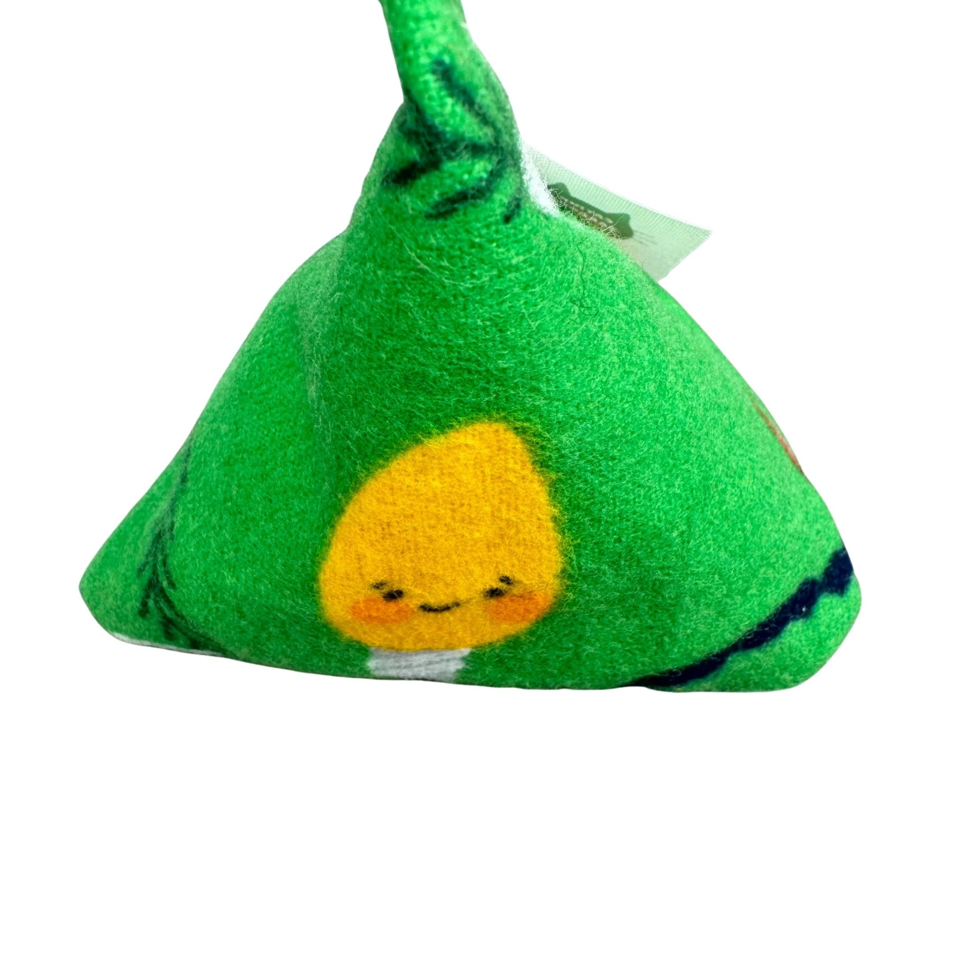 Smiling Christmas Lights | Happy Sack Catnip Cat Toy from CatnipTakeout - A toy featuring smiling Christmas light strings on a green flannel background, perfect for festive playtime. 