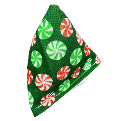 Mints on Green | Happy Sack Catnip Cat Toy from CatnipTakeout - A toy featuring red and green Christmas mints on a green background, perfect for festive playtime.