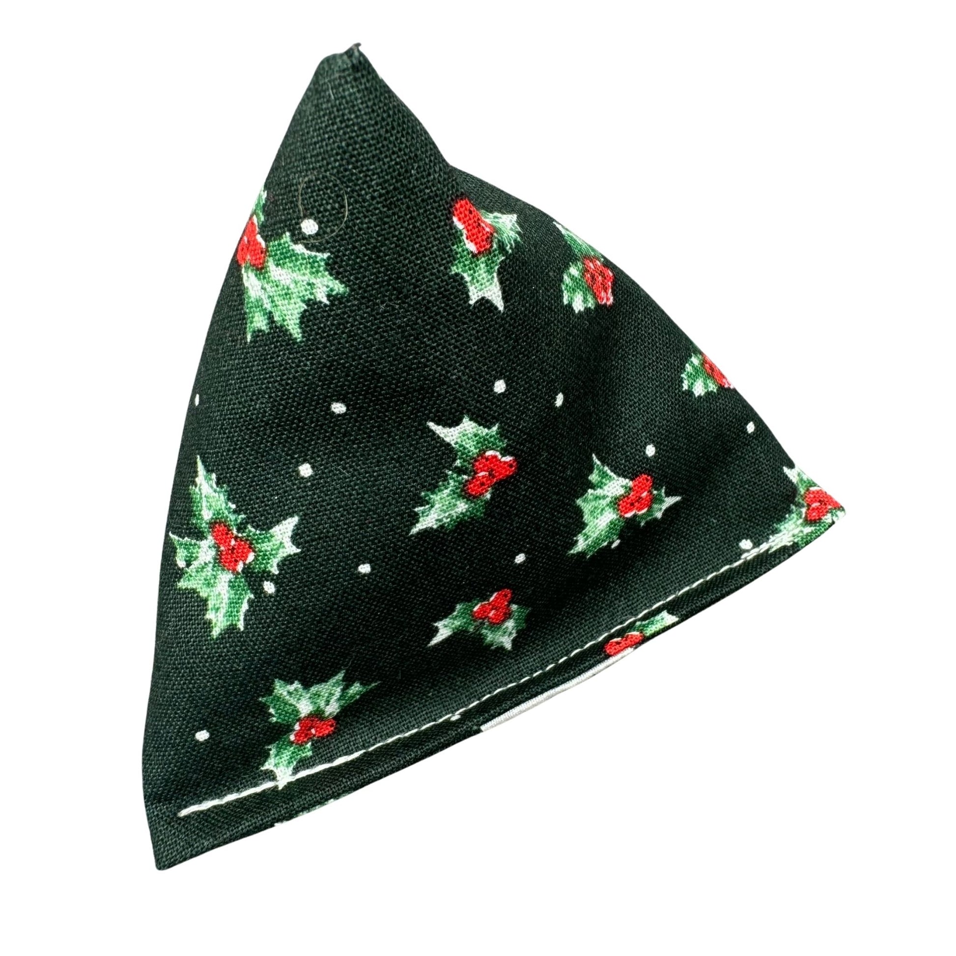 Traditional Holly | Happy Sack Catnip Cat Toy from CatnipTakeout - A toy featuring holly leaves and berries on a green background, perfect for festive playtime. 