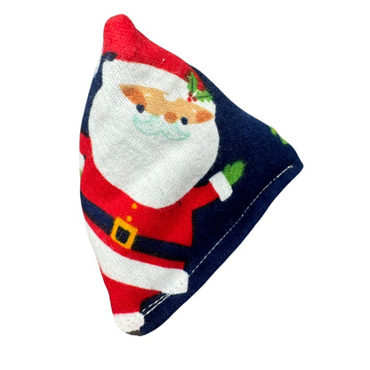 Santa | Happy Sack Catnip Cat Toy from CatnipTakeout - A toy featuring a happy Santa waving on blue flannel, perfect for festive playtime.