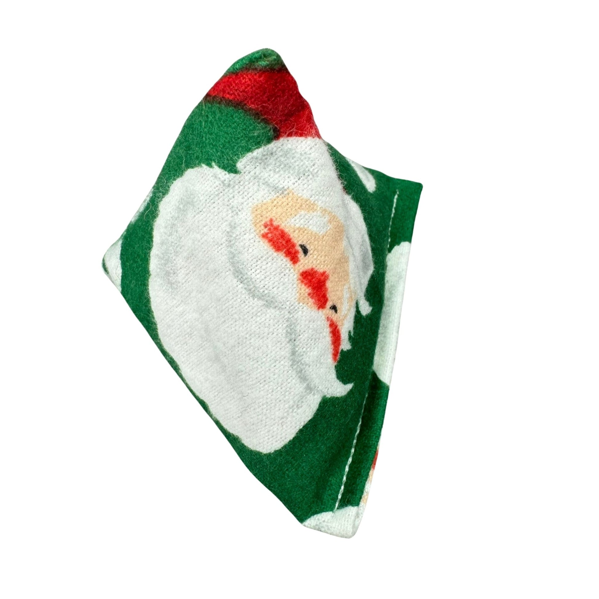 Santa Face | Happy Sack Catnip Cat Toy from CatnipTakeout - A toy featuring happy Santa faces on green flannel, perfect for festive playtime.