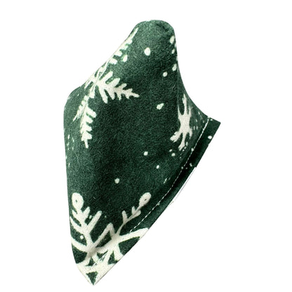 Snowflakes on Forest Green | Happy Sack Catnip Cat Toy from CatnipTakeout - A toy featuring classic white snowflakes on a forest green flannel background, perfect for festive playtime.