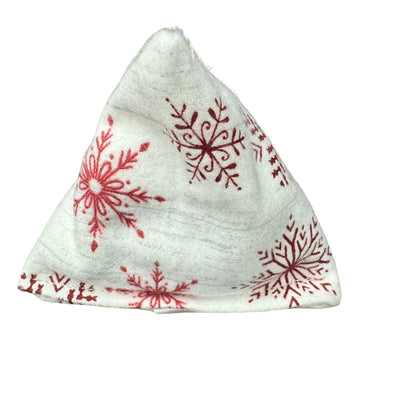 Red Snowflakes | Happy Sack Catnip Cat Toy from CatnipTakeout - A toy featuring classic red snowflakes on a white flannel background, perfect for festive playtime.