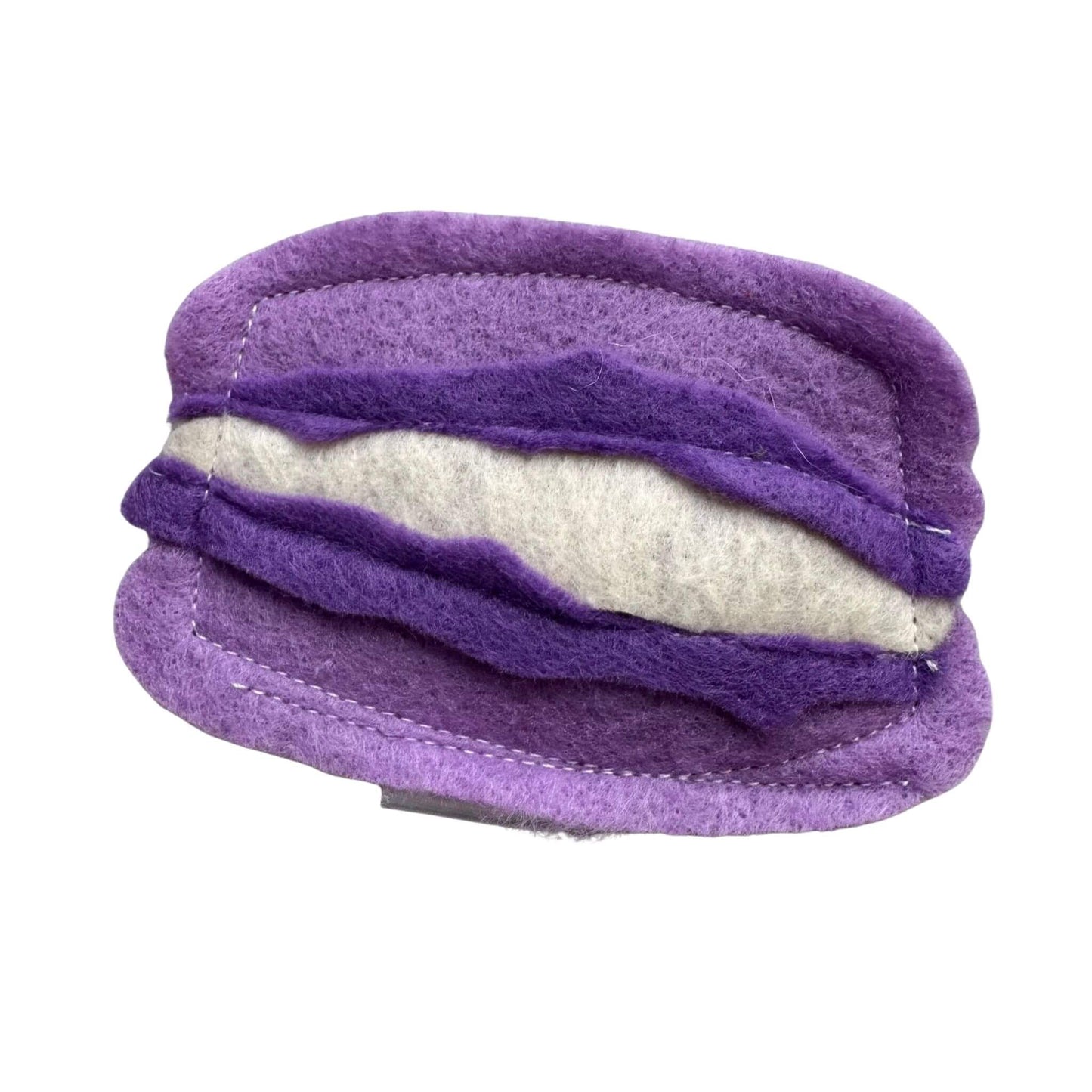 Lavender felt macaron catnip toy for cats, available as an individual purchase made by CatnipTakeout.