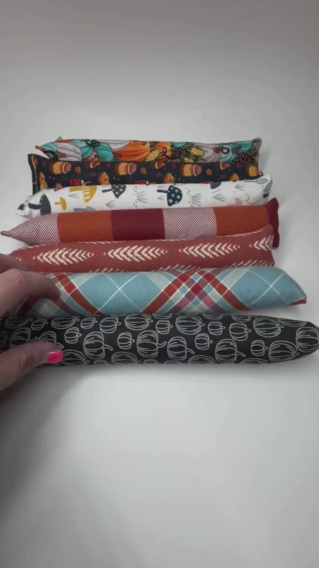 Load video: Kick Catnip Cat Toy in fall themed fabric.  Video of the kickers showing more detail.